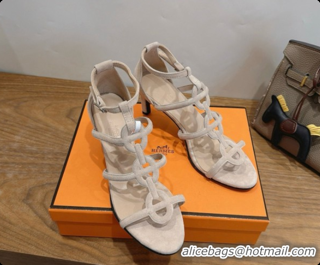 Luxurious Hermes Magic 70 Sandal in Suede H091654 Beige 2026