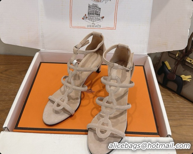 Luxurious Hermes Magic 70 Sandal in Suede H091654 Beige 2026