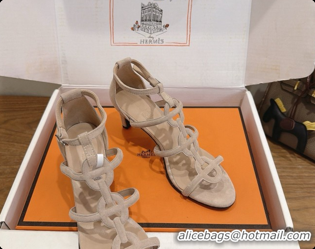 Luxurious Hermes Magic 70 Sandal in Suede H091654 Beige 2026