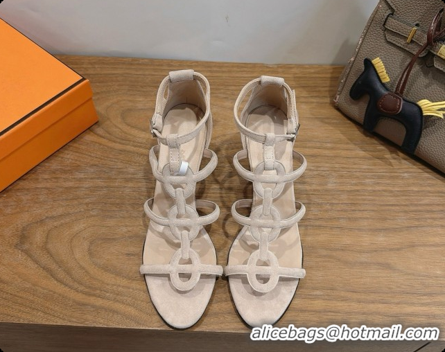 Luxurious Hermes Magic 70 Sandal in Suede H091654 Beige 2026