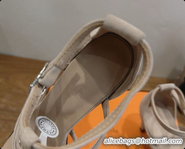 Luxurious Hermes Magic 70 Sandal in Suede H091654 Beige 2026