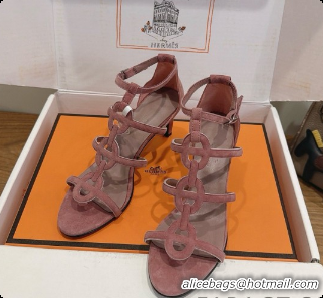 Charming Hermes Magic 70 Sandal in Suede H091655 Dark Pink 2026
