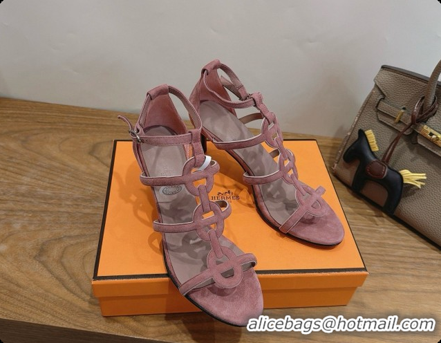 Charming Hermes Magic 70 Sandal in Suede H091655 Dark Pink 2026