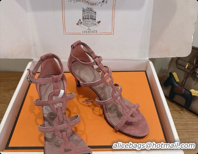Charming Hermes Magic 70 Sandal in Suede H091655 Dark Pink 2026