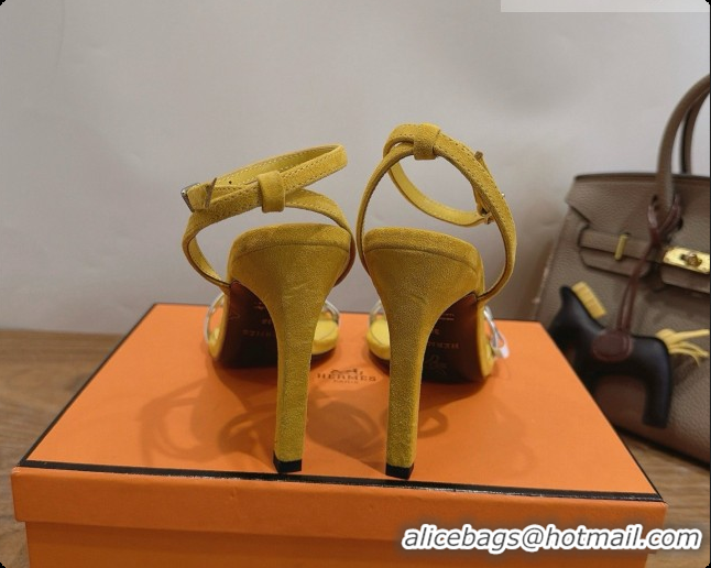 Good Taste Hermes Calfskin & Suede Heeled Sandal H091667 Silver/Yellow 2026