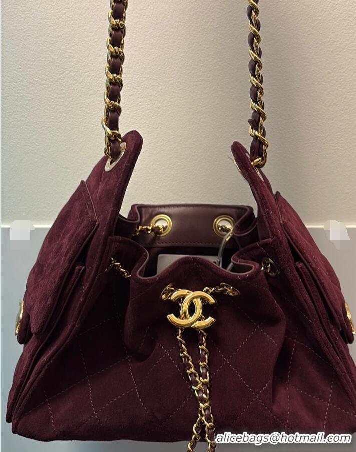 Low Price Chanel 25 Small Handbag In Suede Calfskin AS5293 Burgundy/Gold Spring-Summer 2026