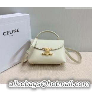 Luxury Discount Celine Teen Nino Bag in Grained Supple Calfskin 118113 White 2026