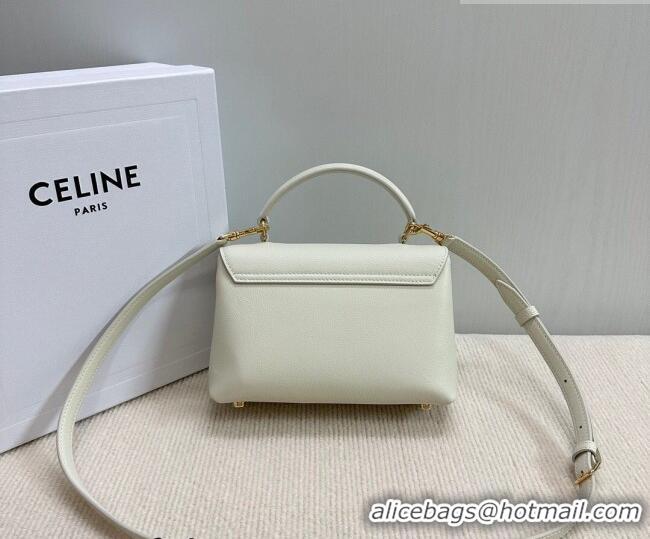 Luxury Discount Celine Teen Nino Bag in Grained Supple Calfskin 118113 White 2026