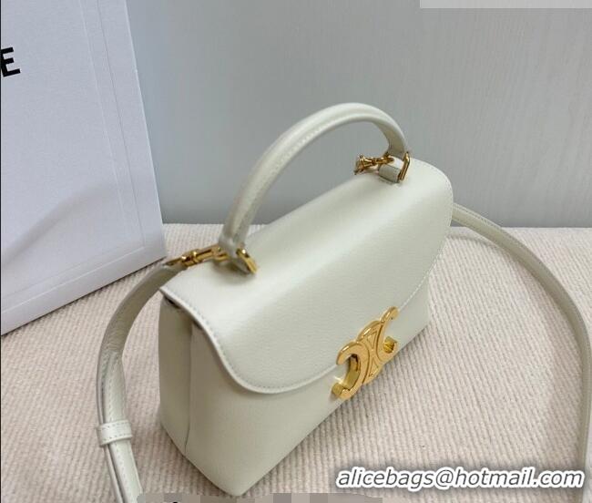 Luxury Discount Celine Teen Nino Bag in Grained Supple Calfskin 118113 White 2026
