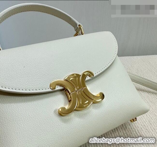 Luxury Discount Celine Teen Nino Bag in Grained Supple Calfskin 118113 White 2026