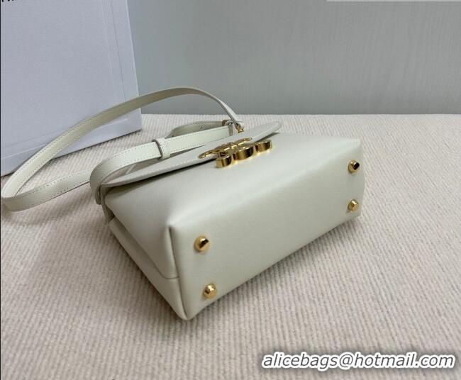Luxury Discount Celine Teen Nino Bag in Grained Supple Calfskin 118113 White 2026