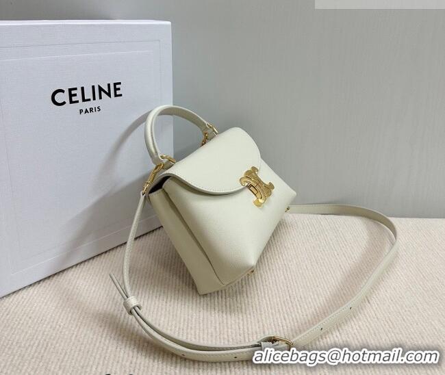 Luxury Discount Celine Teen Nino Bag in Grained Supple Calfskin 118113 White 2026