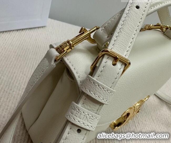 Luxury Discount Celine Teen Nino Bag in Grained Supple Calfskin 118113 White 2026