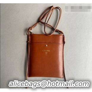 Unique Grade Celine Sharp Pouch Bag in Smooth Lambskin Leather 10P812 Tan Brown 2026