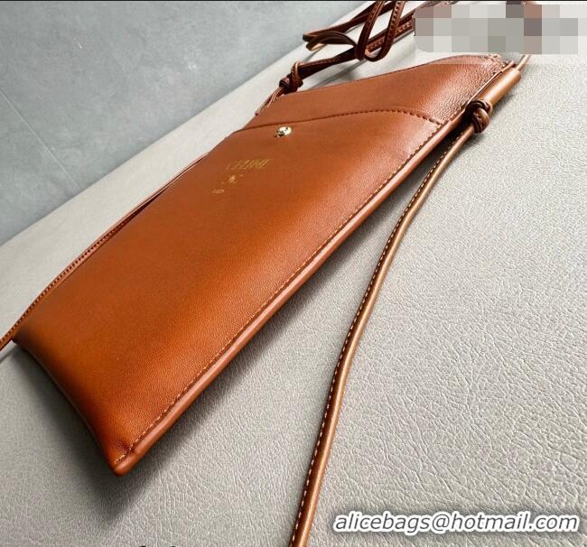 Unique Grade Celine Sharp Pouch Bag in Smooth Lambskin Leather 10P812 Tan Brown 2026