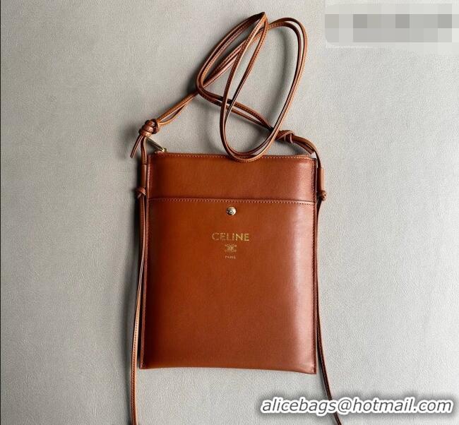 Unique Grade Celine Sharp Pouch Bag in Smooth Lambskin Leather 10P812 Tan Brown 2026