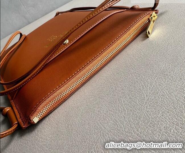 Unique Grade Celine Sharp Pouch Bag in Smooth Lambskin Leather 10P812 Tan Brown 2026