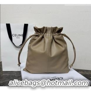 Buy Fashionable Celine Small Crystal Pouch Bag in Lambskin Leather 123662 Beige 2026