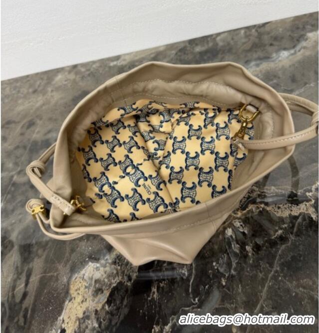 Buy Fashionable Celine Small Crystal Pouch Bag in Lambskin Leather 123662 Beige 2026
