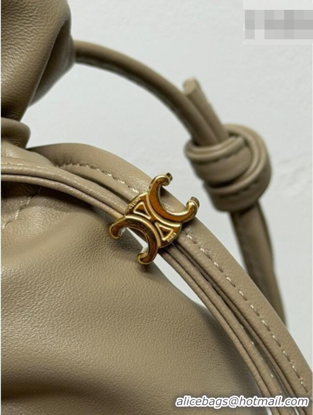 Buy Fashionable Celine Small Crystal Pouch Bag in Lambskin Leather 123662 Beige 2026