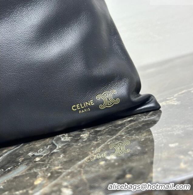 Top Design Celine Small Crystal Pouch Bag in Lambskin Leather 123662 Black 2026