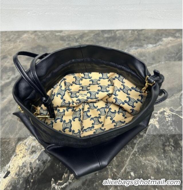 Top Design Celine Small Crystal Pouch Bag in Lambskin Leather 123662 Black 2026