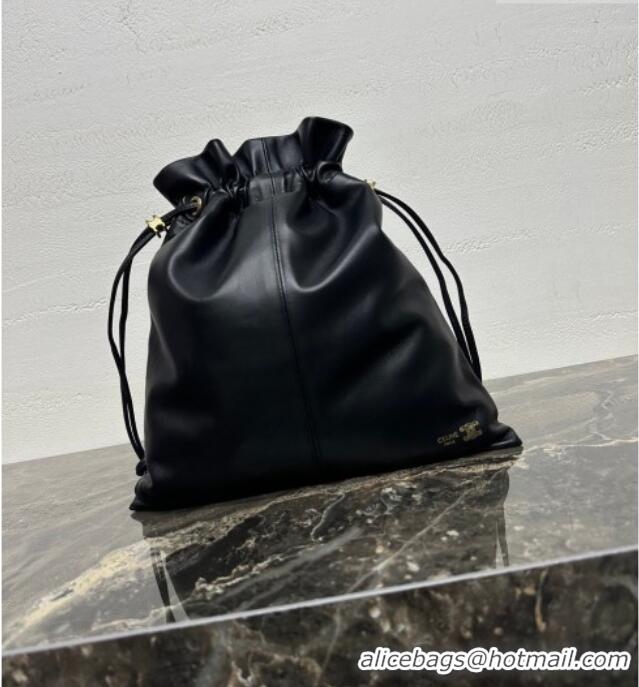 Top Design Celine Small Crystal Pouch Bag in Lambskin Leather 123662 Black 2026