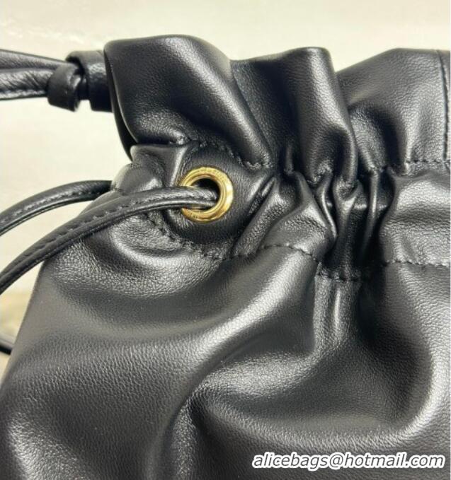 Top Design Celine Small Crystal Pouch Bag in Lambskin Leather 123662 Black 2026