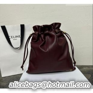 Top Design Celine Small Crystal Pouch Bag in Lambskin Leather 123662 Syrah Red 2026