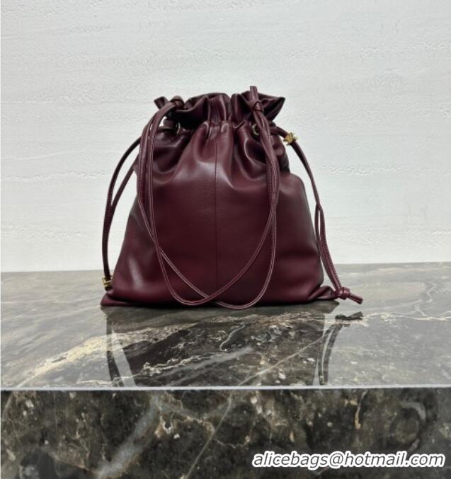 Top Design Celine Small Crystal Pouch Bag in Lambskin Leather 123662 Syrah Red 2026