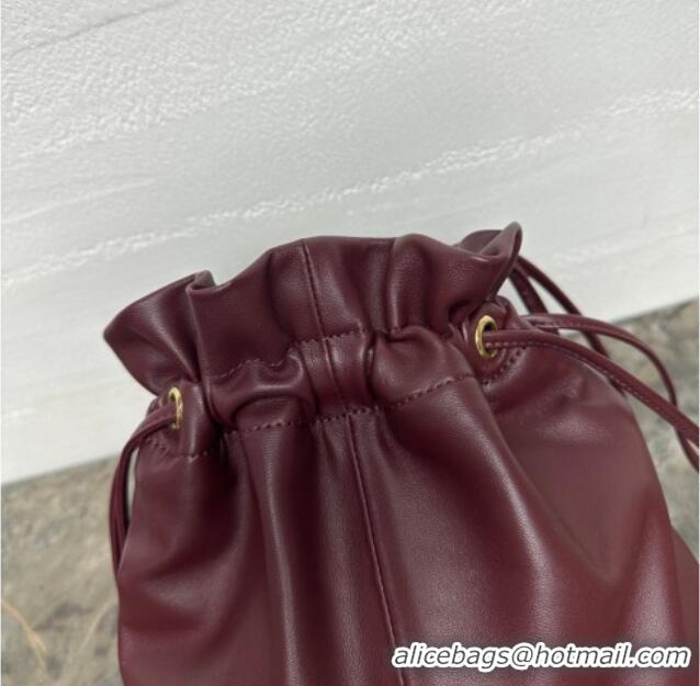 Top Design Celine Small Crystal Pouch Bag in Lambskin Leather 123662 Syrah Red 2026