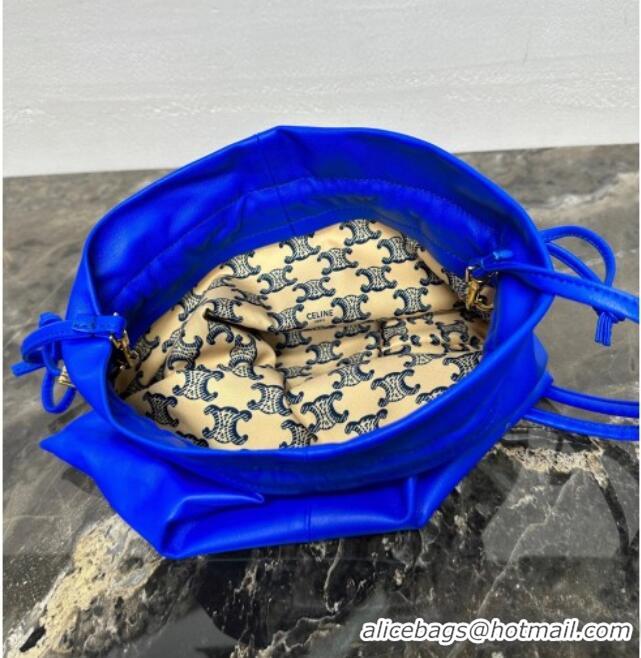 Best Quality Celine Small Crystal Pouch Bag in Lambskin Leather 123662 Ultra Blue 2026