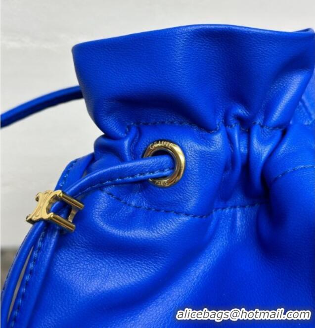 Best Quality Celine Small Crystal Pouch Bag in Lambskin Leather 123662 Ultra Blue 2026