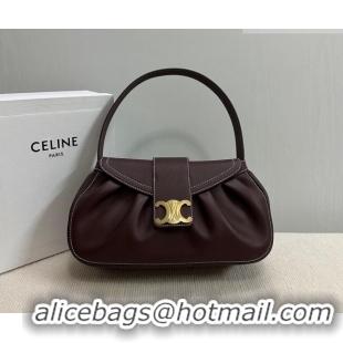 Famous Brand Celine Medium Polly Hobo Bag in Supple Calfskin 115633 Burgundy 2026