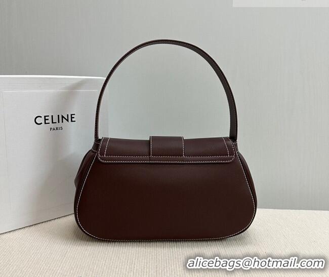 Famous Brand Celine Medium Polly Hobo Bag in Supple Calfskin 115633 Burgundy 2026