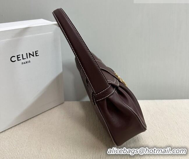 Famous Brand Celine Medium Polly Hobo Bag in Supple Calfskin 115633 Burgundy 2026