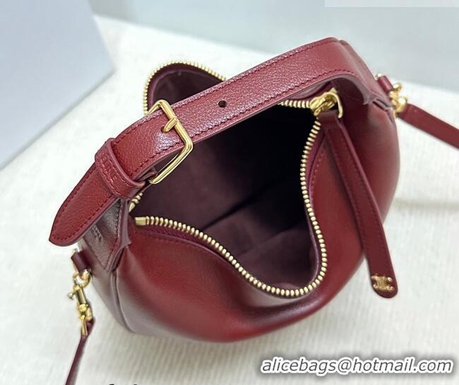 Famous Brand Celine Teen Lulu Bag in Grained Calfskin 120723 Dark Burgundy 2025