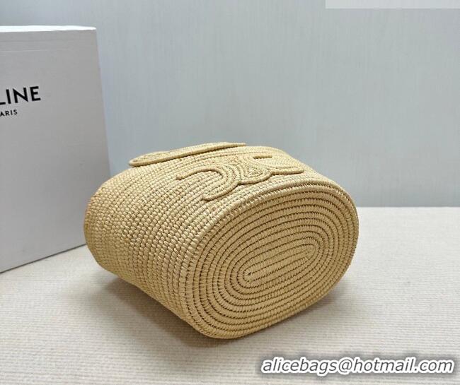 Luxury Cheap Celine Braided Panier Top Handle Bag in Raffia Straw 121922 Beige 2026