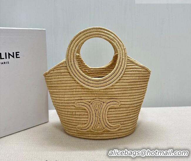 Luxury Cheap Celine Braided Panier Top Handle Bag in Raffia Straw 121922 Beige 2026