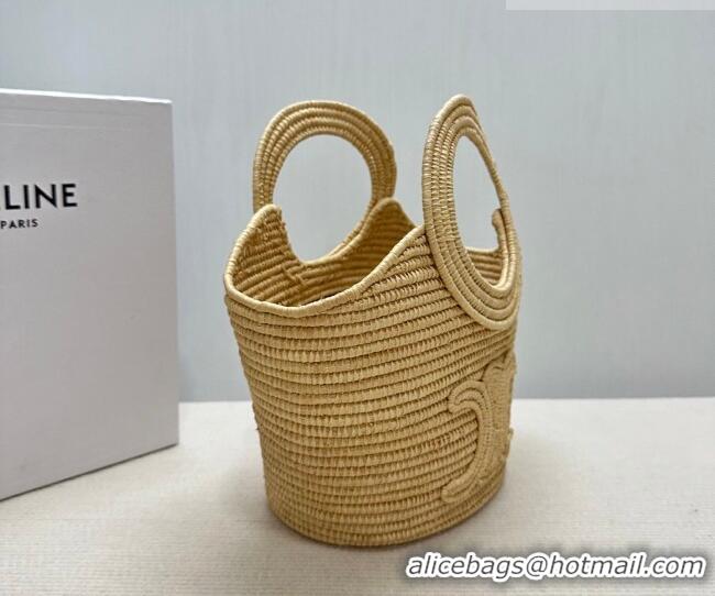 Luxury Cheap Celine Braided Panier Top Handle Bag in Raffia Straw 121922 Beige 2026
