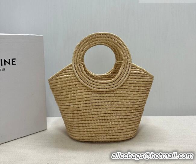 Luxury Cheap Celine Braided Panier Top Handle Bag in Raffia Straw 121922 Beige 2026