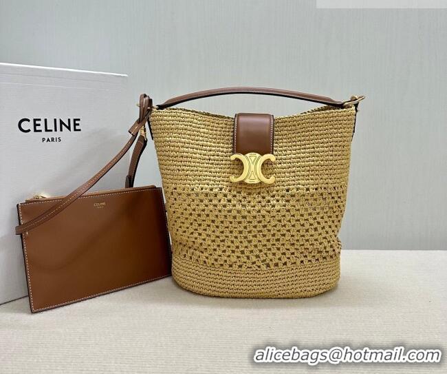 Top Grade Celine Medium Louise Bucket bag in Raffia Straw 116613 2026