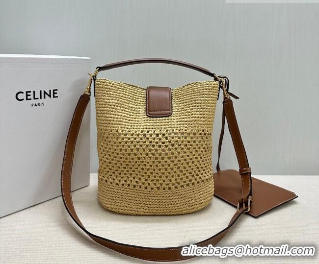 Top Grade Celine Medium Louise Bucket bag in Raffia Straw 116613 2026