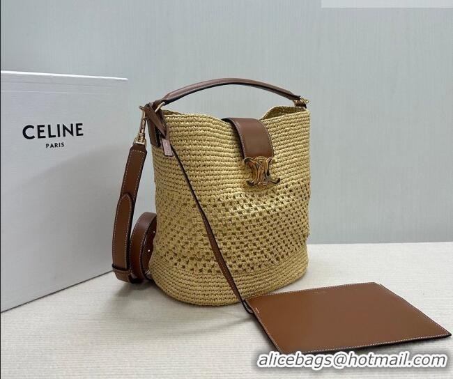 Top Grade Celine Medium Louise Bucket bag in Raffia Straw 116613 2026