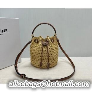 Promotional Celine Teen Clara Bucket Bag in Raffia Straw and Calfskin 122622 2026