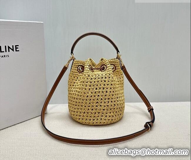 Promotional Celine Teen Clara Bucket Bag in Raffia Straw and Calfskin 122622 2026