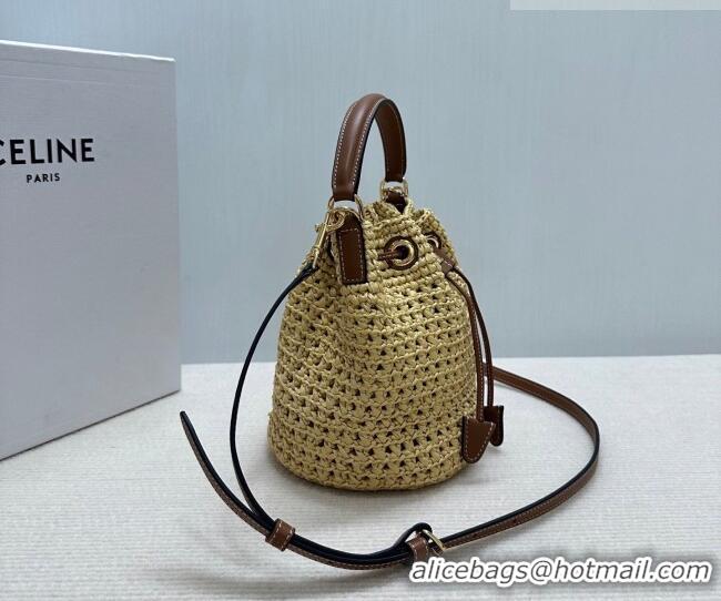 Promotional Celine Teen Clara Bucket Bag in Raffia Straw and Calfskin 122622 2026