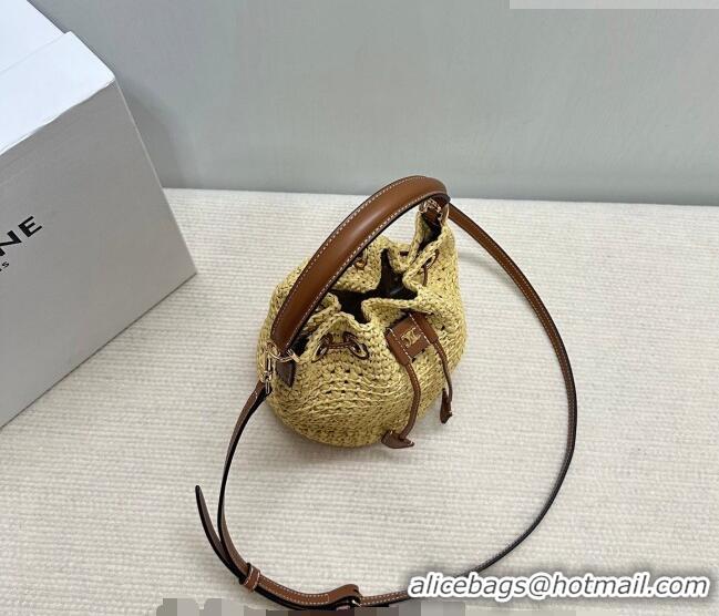 Promotional Celine Teen Clara Bucket Bag in Raffia Straw and Calfskin 122622 2026