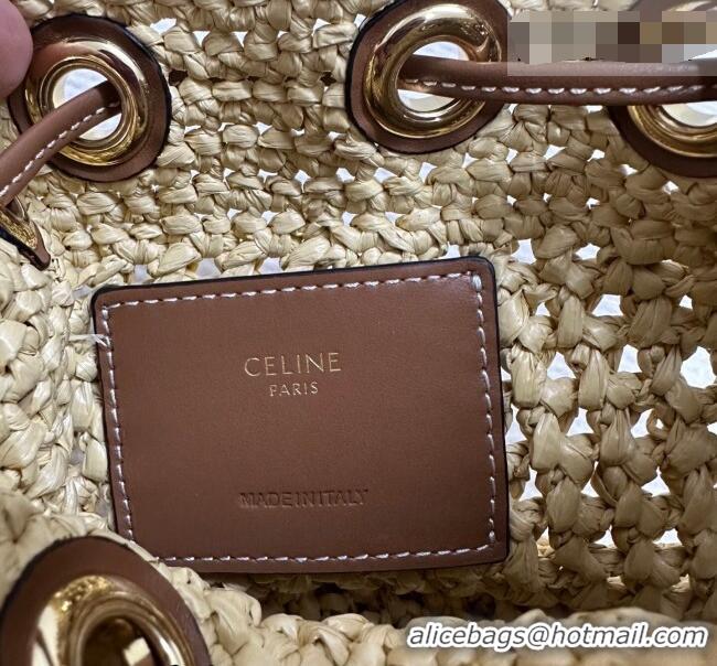Promotional Celine Teen Clara Bucket Bag in Raffia Straw and Calfskin 122622 2026
