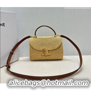 Original Cheap Celine Teen Nino Bag in Raffia Straw and Calfskin 118112 2026